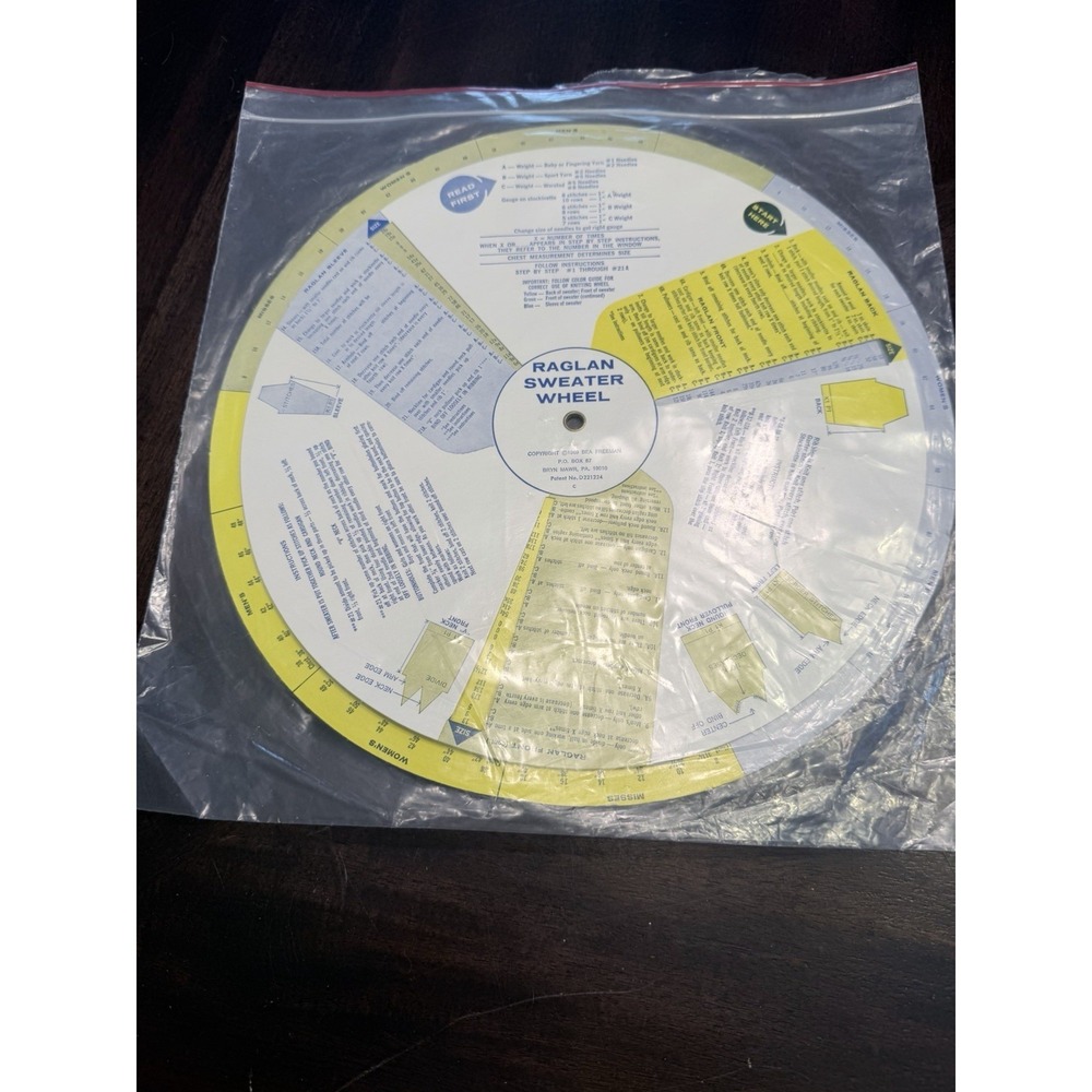 Vintage Raglan Sweater Wheel Knitting sizer instructions baby to adult